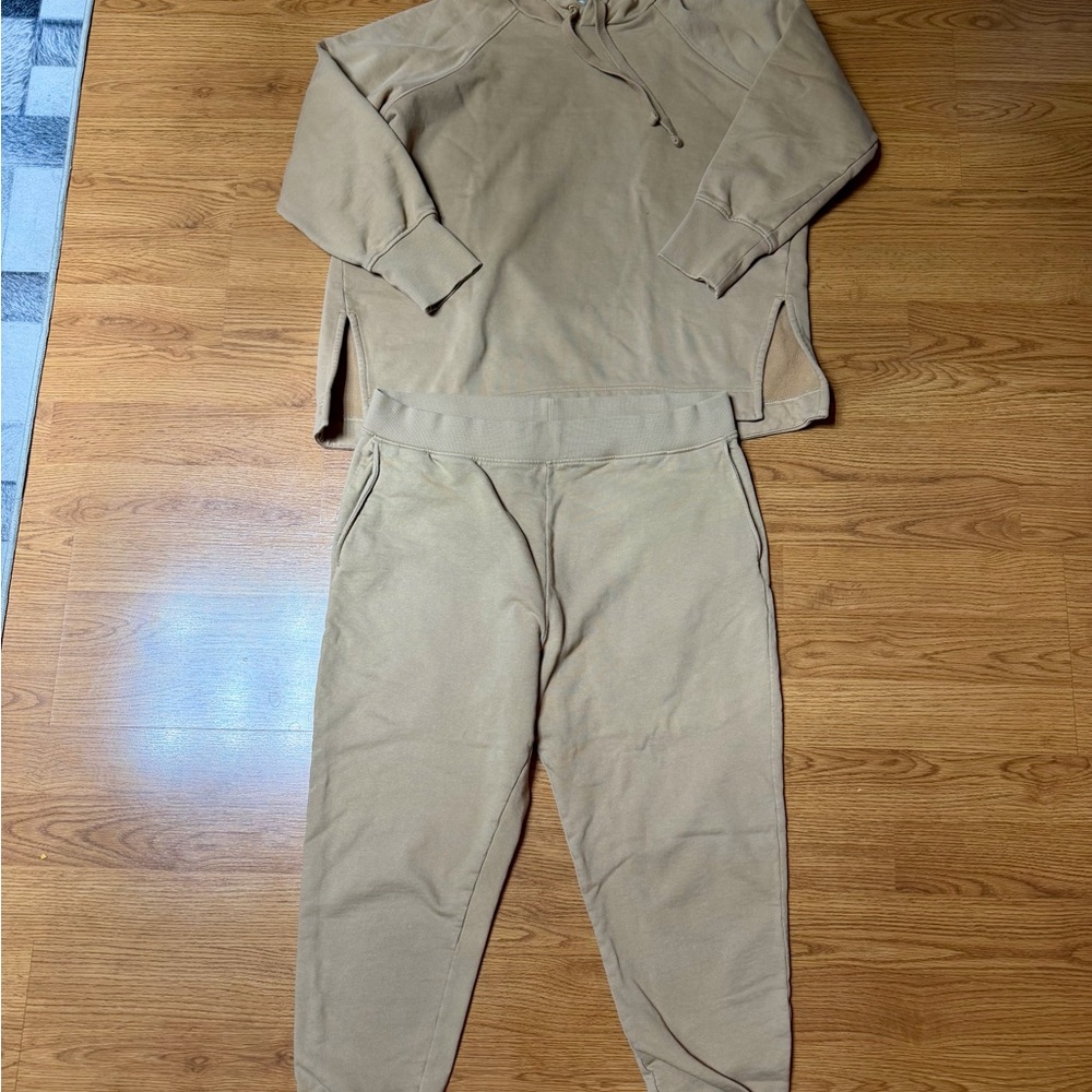 COS Sweatsuit Hoodie and Pants Size Large Beige